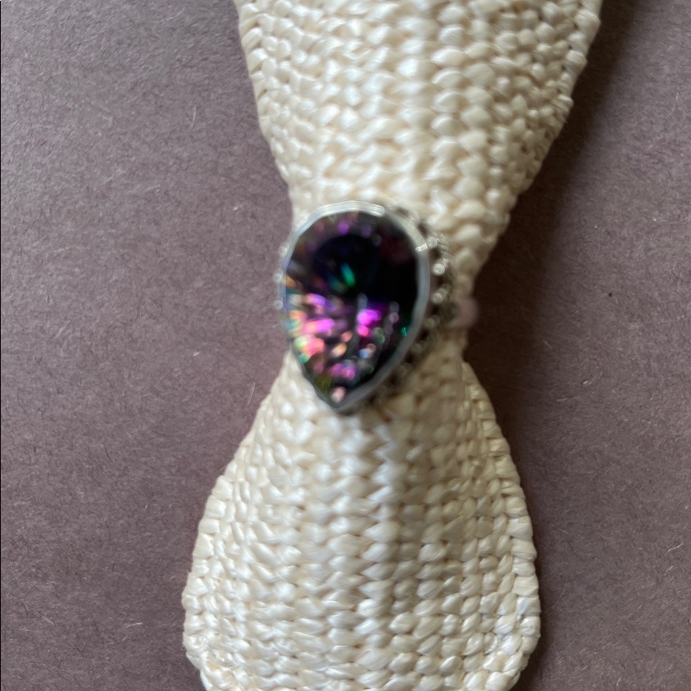 Mystic Topaz Teardrop Ring in Sterling Silver - Picture 3 of 6